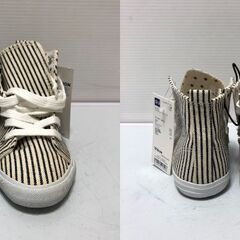 ☆【未使用品】GU スニーカー ストライプ 19cm 子ども用 タグ付き 側面ファスナー付き 長期保管(NF250627)546-24の画像