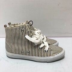 ☆【未使用品】GU スニーカー ストライプ 19cm 子ども用 タグ付き 側面ファスナー付き 長期保管(NF250627)546-24の画像