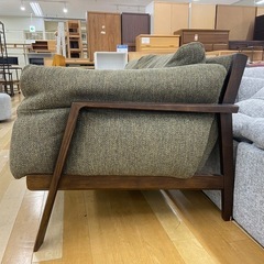 【お値下げしました！】karimoku 2人掛けソファー CHITANO ブラウン×グリーンの画像
