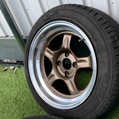 PCD100-4穴   8J タイヤ付き ホイール 15インチ ブロンズの画像