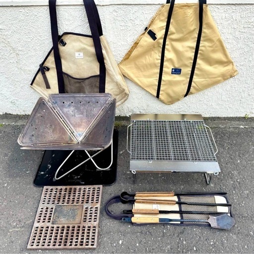 値下げ！【札幌市内お届け無料】廃盤色スノーピーク焚火台L 7点フルセット(焼きアミProL、焚火セットPro)