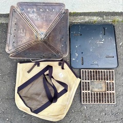 【札幌市内お届け無料】廃盤色スノーピーク焚火台L 7点フルセット(焼きアミProL、焚火セットPro)の画像