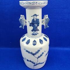 京焼　二代　手塚玉堂　染付高砂　花生　花入　花器　共布　共箱の画像