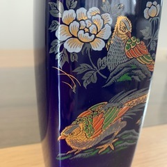 花びん　藍色　鳥柄　の画像