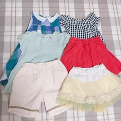 プティマイン　100 ワンピース　夏物　半袖　カットソー　ショートパンツの画像