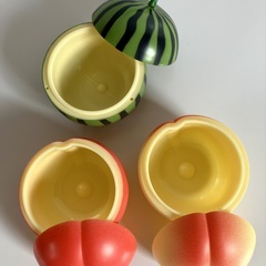 ★おままごとやデザート作りに！新宿高野 果実ピュアゼリーの容器3つSET（スイカ/白桃/白鳳）の画像
