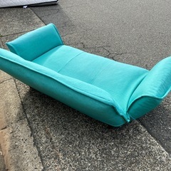 ソファベッド　2人掛け　水色　ソファー　家具　チェア　イス　ローソファ【横140奥80座面高23】の画像