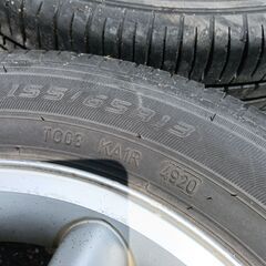値下げ！ 早い者勝ち！ 夏タイヤ＋純正アルミ付き　155/65R 13　2020年製 中古品4本セットの画像
