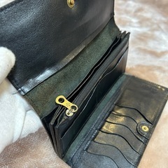 イルビゾンテ牛革ロングウォレット本革レザー三つ折り長財布折財布さいふサイフメンズ黒ブラックレディースユニセックス小銭入れ付き有りの画像