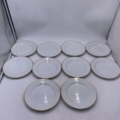 【中古美品】MARUKA China/マルカチャイナ 白いお皿 シンプル 金縁 10枚 食器 食卓の画像