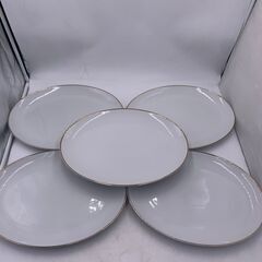 【中古美品】Ichisa china 大皿 だ円 金縁 5枚 食...