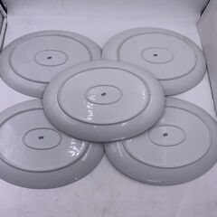 【中古美品】Ichisa china 大皿 だ円 金縁 5枚 食器 大人数 洋食器 昭和レトロ ヴィンテージ 食卓 シンプル 白/金の画像