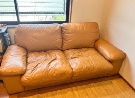 2人掛けワイドソファ(本革)