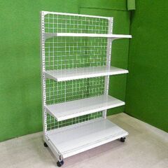 オカムラ製 H155cm×W90cm 単体片面3段エンド什器(キ...