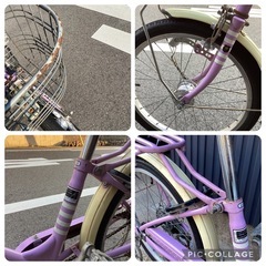 子供　自転車　女の子　20インチ　ラベンダー　ピンク
の画像