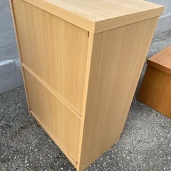 ★状態〇★ 家具 キャビネット 高さ約90x幅約60x奥行約41cm ナチュラル柄 戸棚の画像