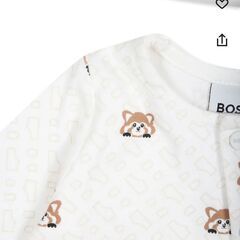 【新品】[BOSS]ベビー秋冬洋服ロンパース＆キャップ3months(開封済、未使用、簡易的な箱付き)の画像