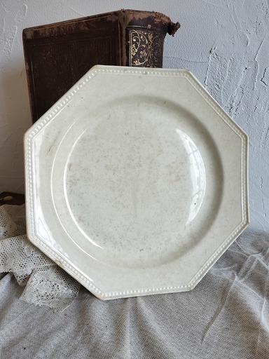 フランス アンティーク クレイユモントロー オクトゴナルプレート 陶器