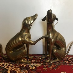 真鍮製(犬の置物)2匹セット