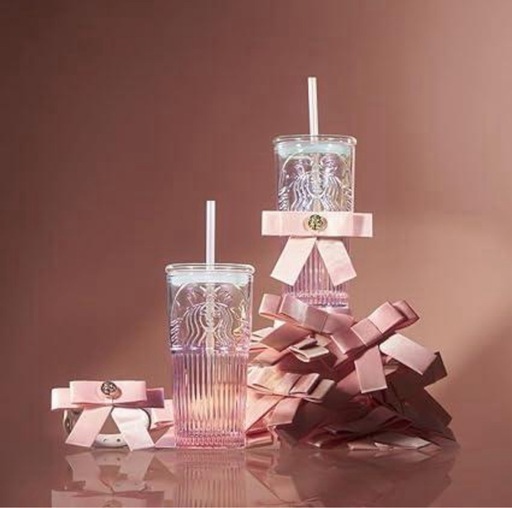 海外限定❣️スターバックス日本未発売 タンブラー リボン オーロラ 550ml