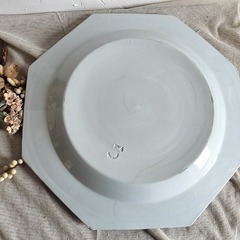 フランス アンティーク クレイユモントロー オクトゴナル 陶器 34cm