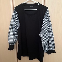 【値下げ】チェック重ね着風カットソー