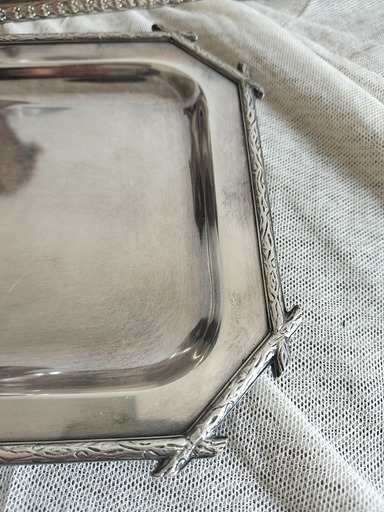 フランス アンティーク 装飾 銀メッキ トレー 2点セット1900年