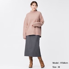 GU チェックナロースカート S ダークグレー　灰色　スリット　タイト　ロングの画像