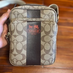 COACH　コーチ　ショルダーバッグ　ブラウン　ストライプ　鞄の画像