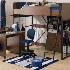 デスク　勉強机　シェルフ　ベッド　ロフトベッド　