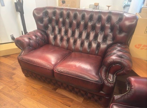 アンティーク　ソファー　チェスターフィールド　本革