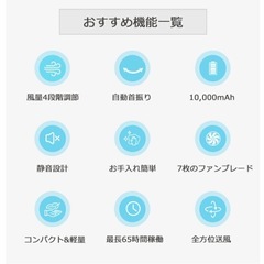 卓上扇風機 クリップ 扇風機 usb 充電式  サーキュレーター　として使用も良いかと 自動首振り 10000ｍAh の画像