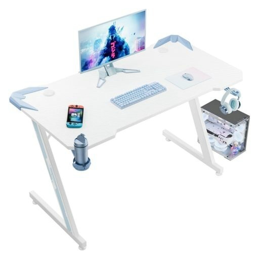Victone Z字脚ゲーミングデスク ゲーミングデスク 白 青 Victone Z字脚 ( みぽ) 八日市場の
