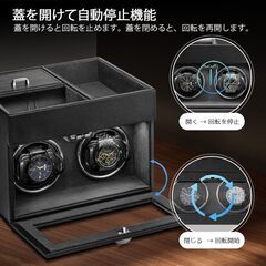 ワインディングマシーン (2本巻き) (3本巻き) (4本巻き+6本収納) (6本巻き+6本収納)ウォッチワインダー 自動巻き時計ワインディングマシーン 日本製 マブチモーター 静音設計 新型の腕時計自動巻き上げ機、男女の腕時計は全部使えます (BA01:ブラの画像