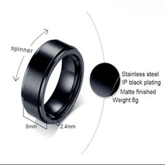 新品: スピナー リング スピン ブラック BLACK 13サイズ 回転 指輪 回るの画像