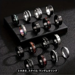 【新品未使用】 リング セット 指輪 3個 ブラック シルバー ステンレス 韓国の画像