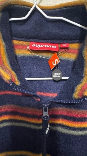 メンズ Supreme Stripe Zip Up Fleece Jacket "Navy"