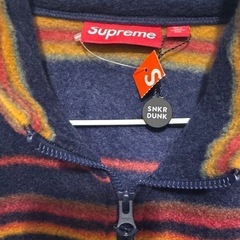 Supreme Stripe Zip Up Fleece Jacket "Navy"の画像