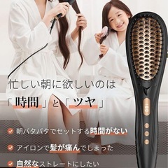 【新品】ストレートブラシ ヒートブラシ ミニブラシアイロン 80℃-230℃ 温度調節の画像
