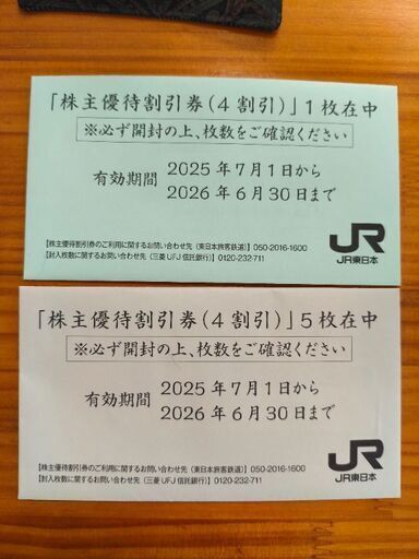(商談中）JR東日本株主優待割引券(4割引) 6枚