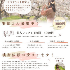 トランペットレッスン🎺自由予約制！埼玉・東京・千葉など関東周辺へ出張レッスン・演奏します♪の画像
