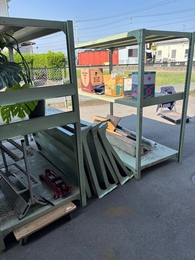 【倉庫保管品】バラ売り不可　重量棚 4連 スチールラック 業務用 天地3段