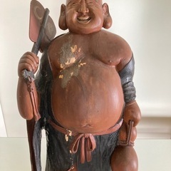【栗山】商売繁盛 ディスプレイ　珍品 特大 布袋像 【 銘 鉄三...