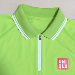 Mサイズ UNIQLO ユニクロ 半袖速乾ハーフジップポロシャツ ライトグリーンの画像