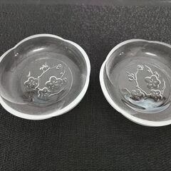 安達瞳子 紅梅クリスタルガラス「小鉢×3＆小皿×2」５点セットの画像