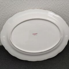 Original FINE CHINA★オーバルプレート★花絵皿★昭和レトロ陶器★30.7㌢×22.7㌢の画像