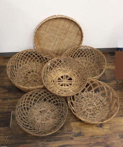 ≪ZU1586ジ≫ 竹ざる/竹笊 6点 まとめ/セット 工芸品/竹工芸