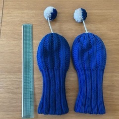 ゴルフ　ニットヘッドカバー　FW UT ブルー(3、4) 2点セットの画像