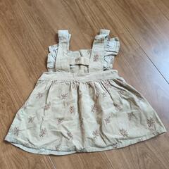 美品ベージュ フリル付きワンピース 90cmの画像