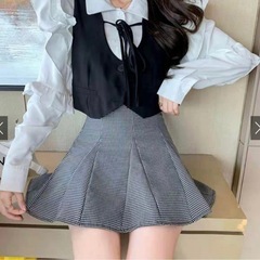 チェック　ミニスカート　黒の画像